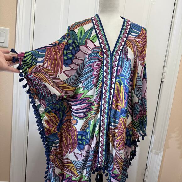 Trina Turk designer Paradise Plume Kimono Swim Cover-Up One Size beach cruise - Picture 2 of 8